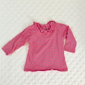bella bliss - Red & White Stripe Pima Cotton Long Sleeve Ruffle Collar, Girls 2T
